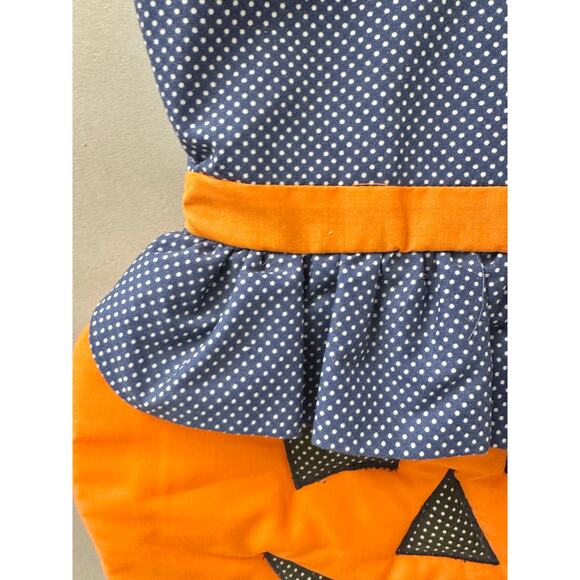 Vintage Halloween orange with polka dots Jack-o'-lantern quilted wall hanging - Picture 3 of 16